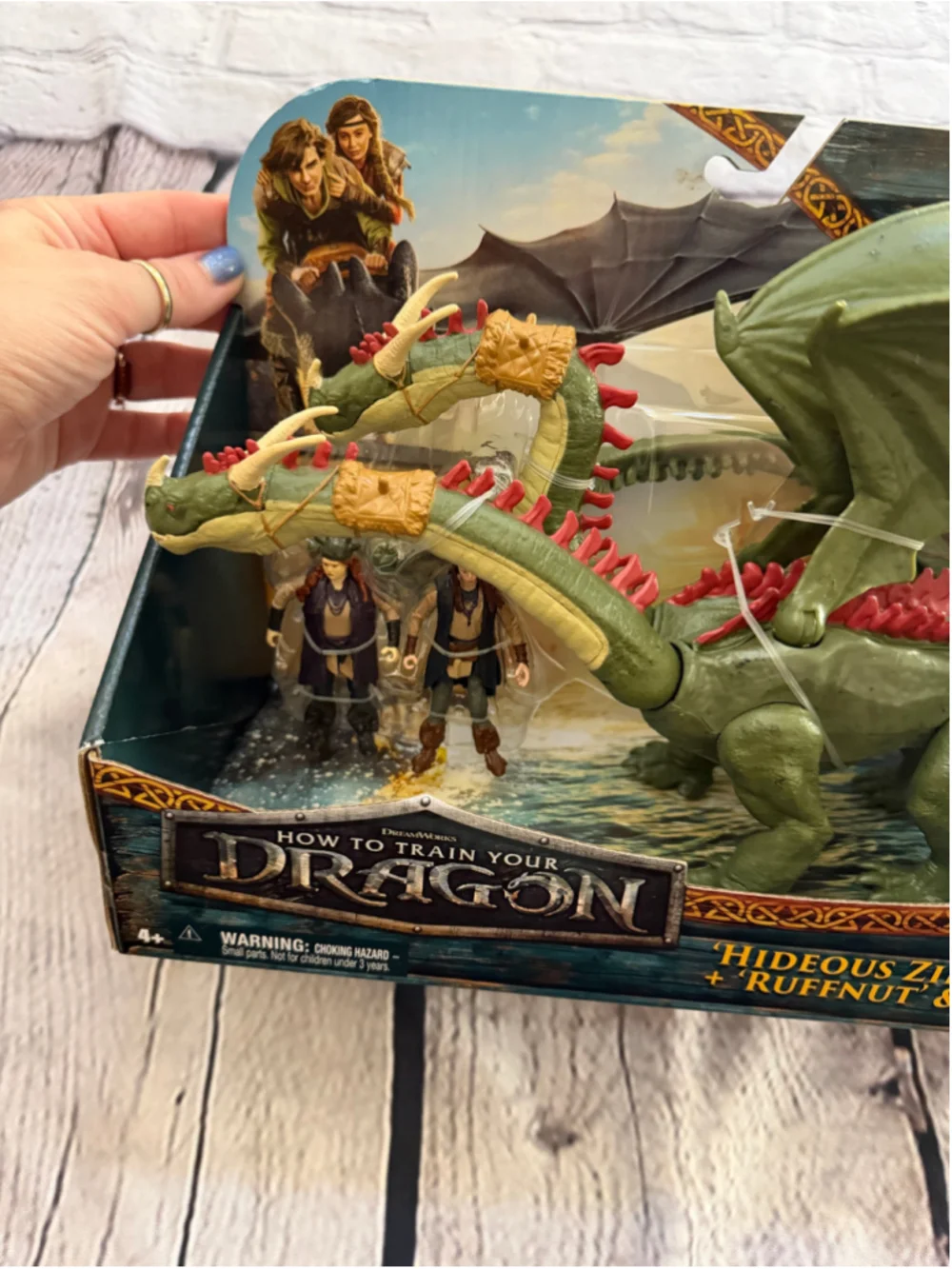 NEW How to Train Your Dragon Hideous Zippleback + Twins Action Figures Green On